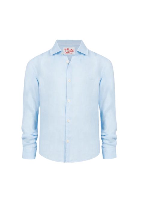 Camicia Mc2 Saint Barth Agnes bambino AGNES00318H Azzurra lino colletto classico maniche lunghe  MC2 SAINT BARTH | Camicie | AGNES00318H31